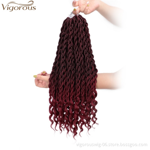 Vigorous High Temperature 14 Inch Crochet Hair Box Braids Curly Ends Ombre Synthetic Hair Extension For Black Women